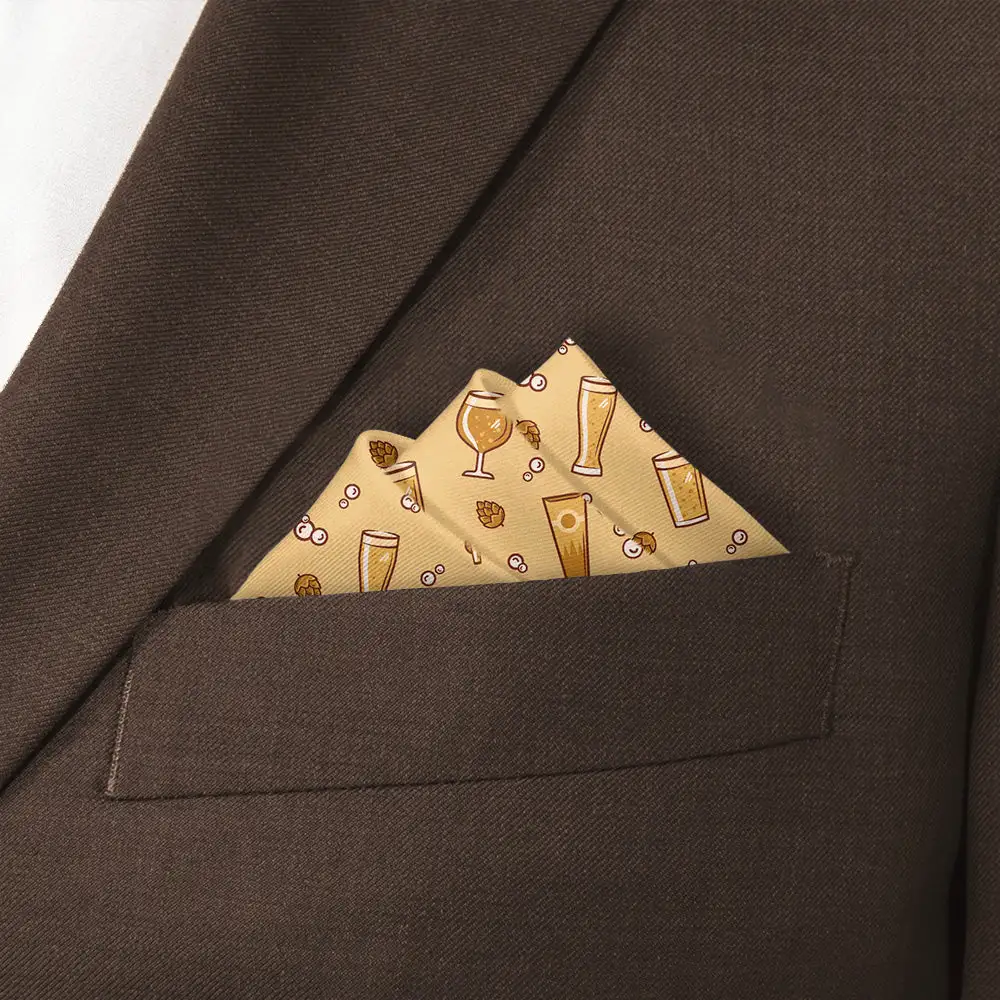 Refined Crisp Novelty Food And Drink Motif Pocket Square