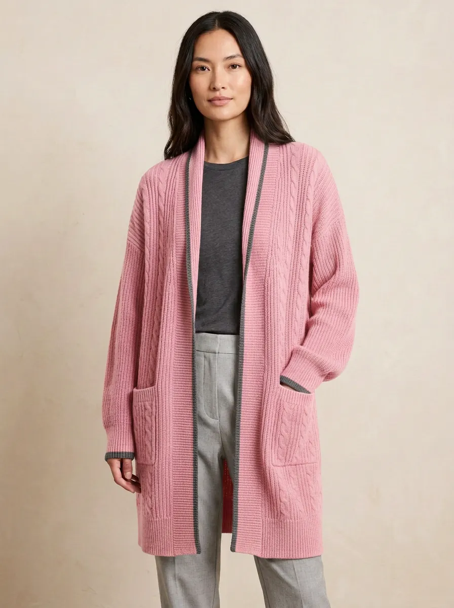 Women's Refined Cable Knit Knit Cardigan