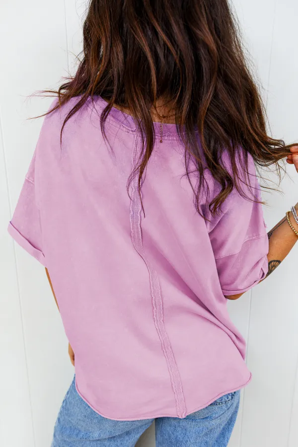 Lavendula Mineral Wash Drop Shoulder Tee