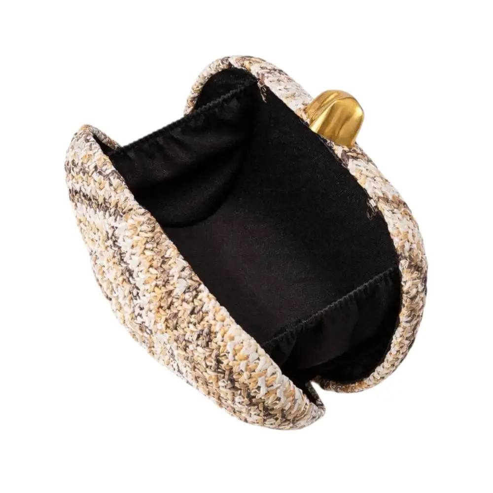 Twist Straw Clutch Crossbody Bag - Coffee
