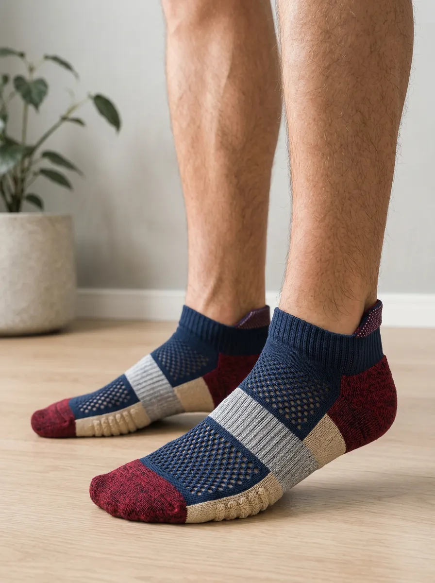 Men's Athletic Colorblock Mesh Pattern Printed Socks