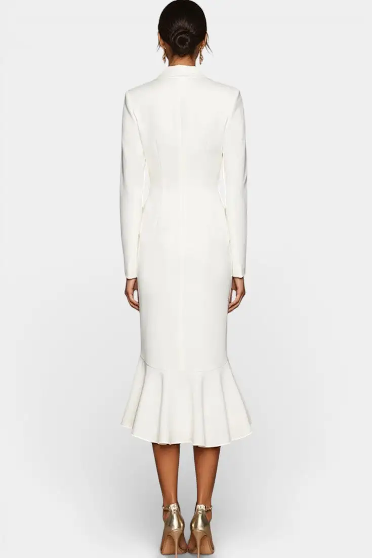 Tailored Ruffled Midi Dress