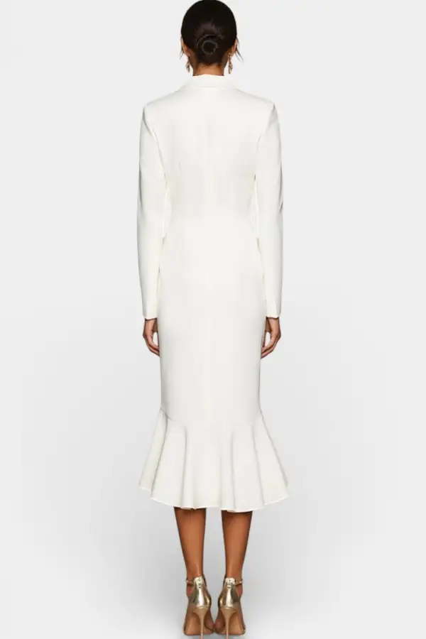 Tailored Ruffled Midi Dress