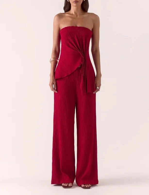Raspberry Straight-Leg Pants
