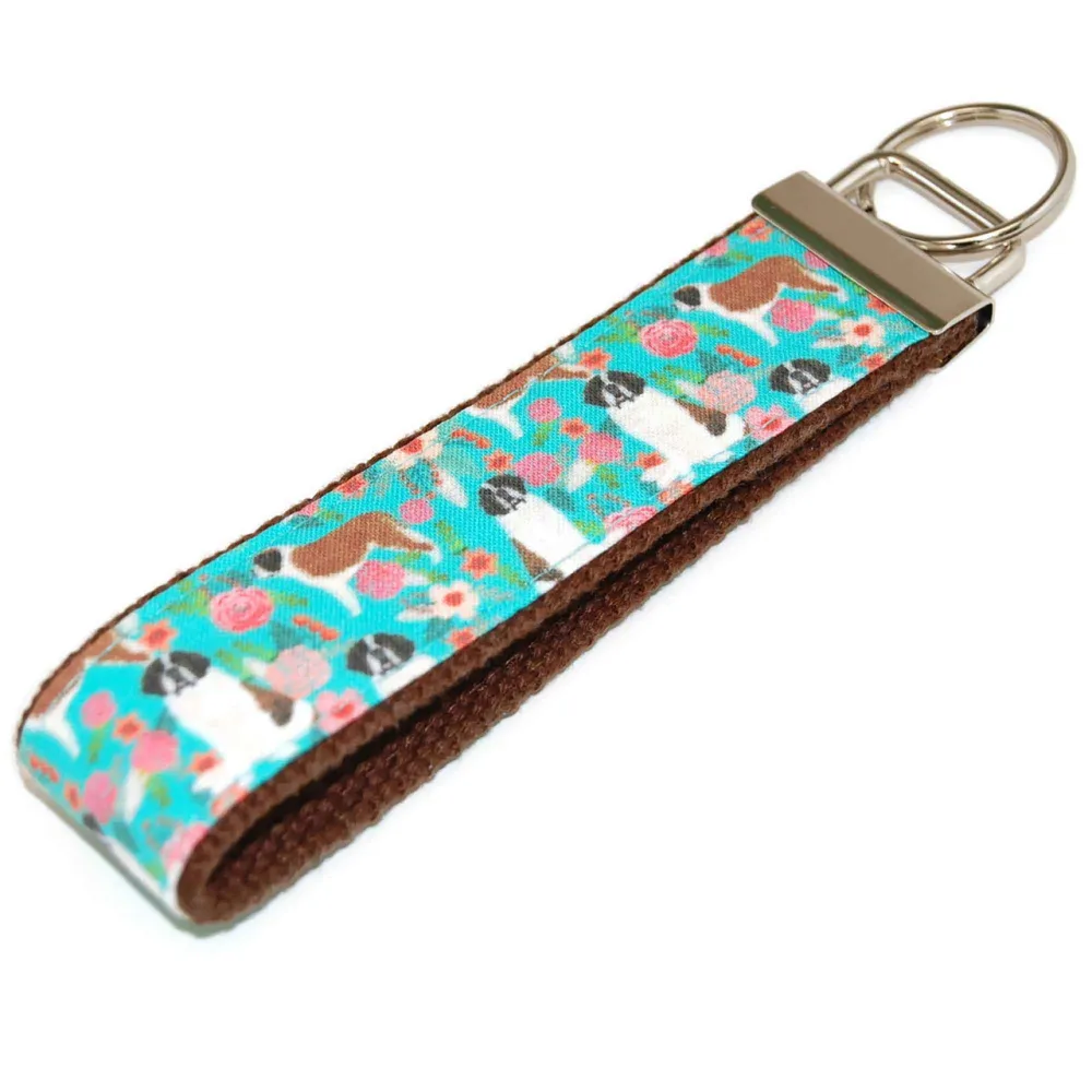 Saint Bernard Floral Countryside Inspired Keychain