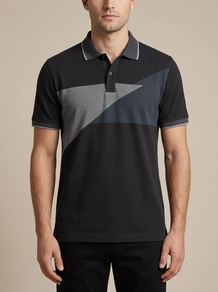 Geometric Colorblock Men's Polo Shirt