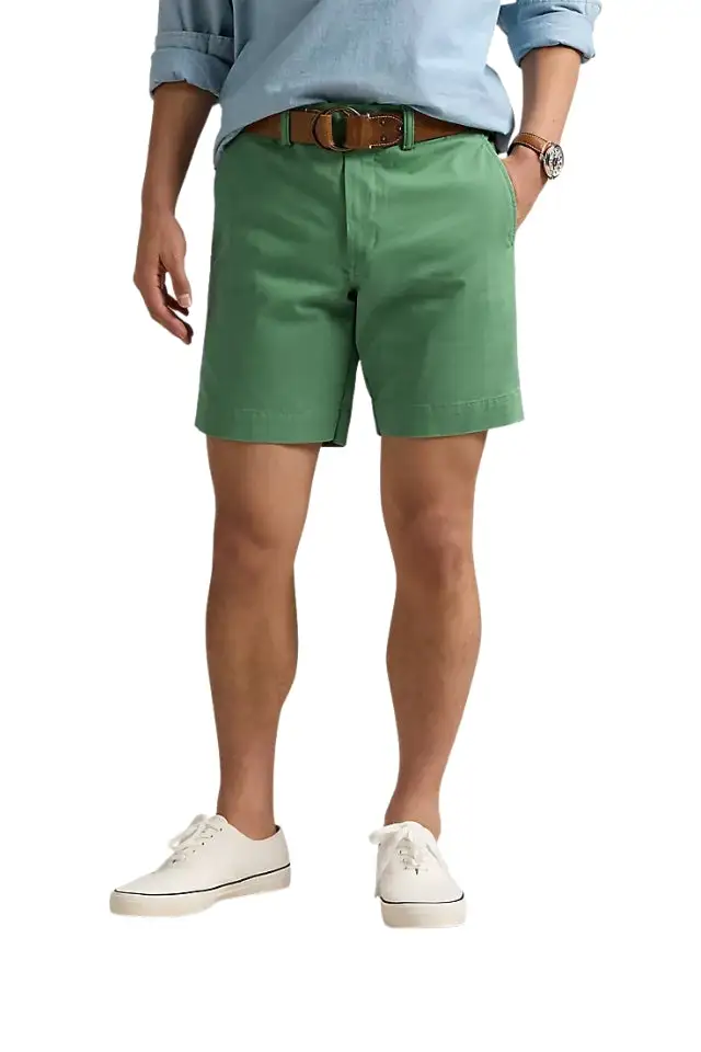 Straight Fit Flat Front Chino Shorts