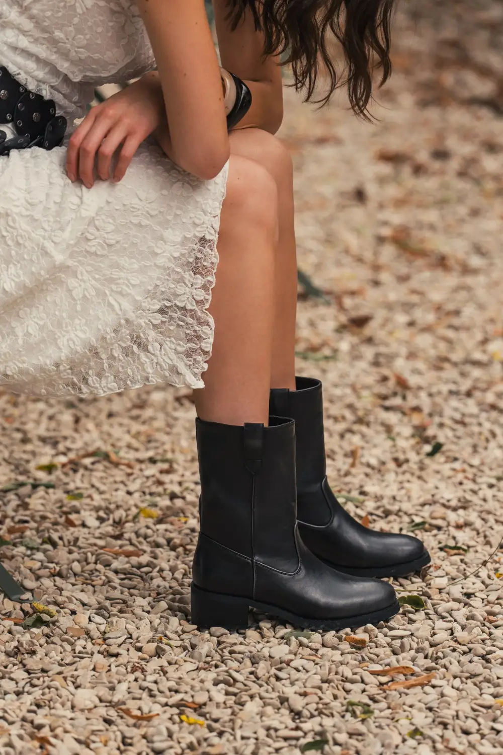 Mid Height Block Heel Riding Boots