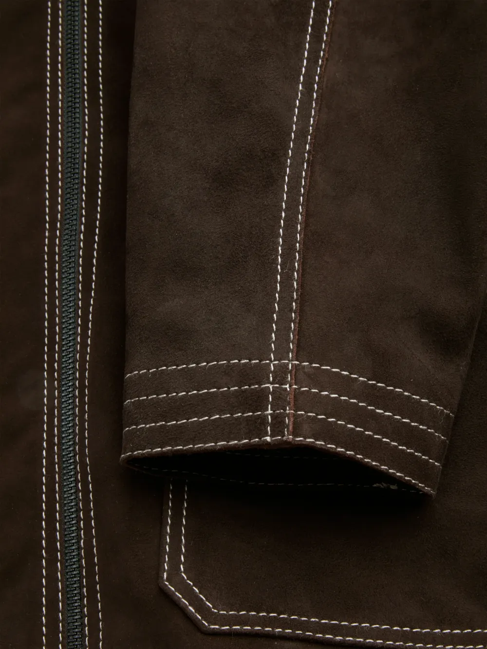 Zip-Up Suede Chocolate Brown Jacket