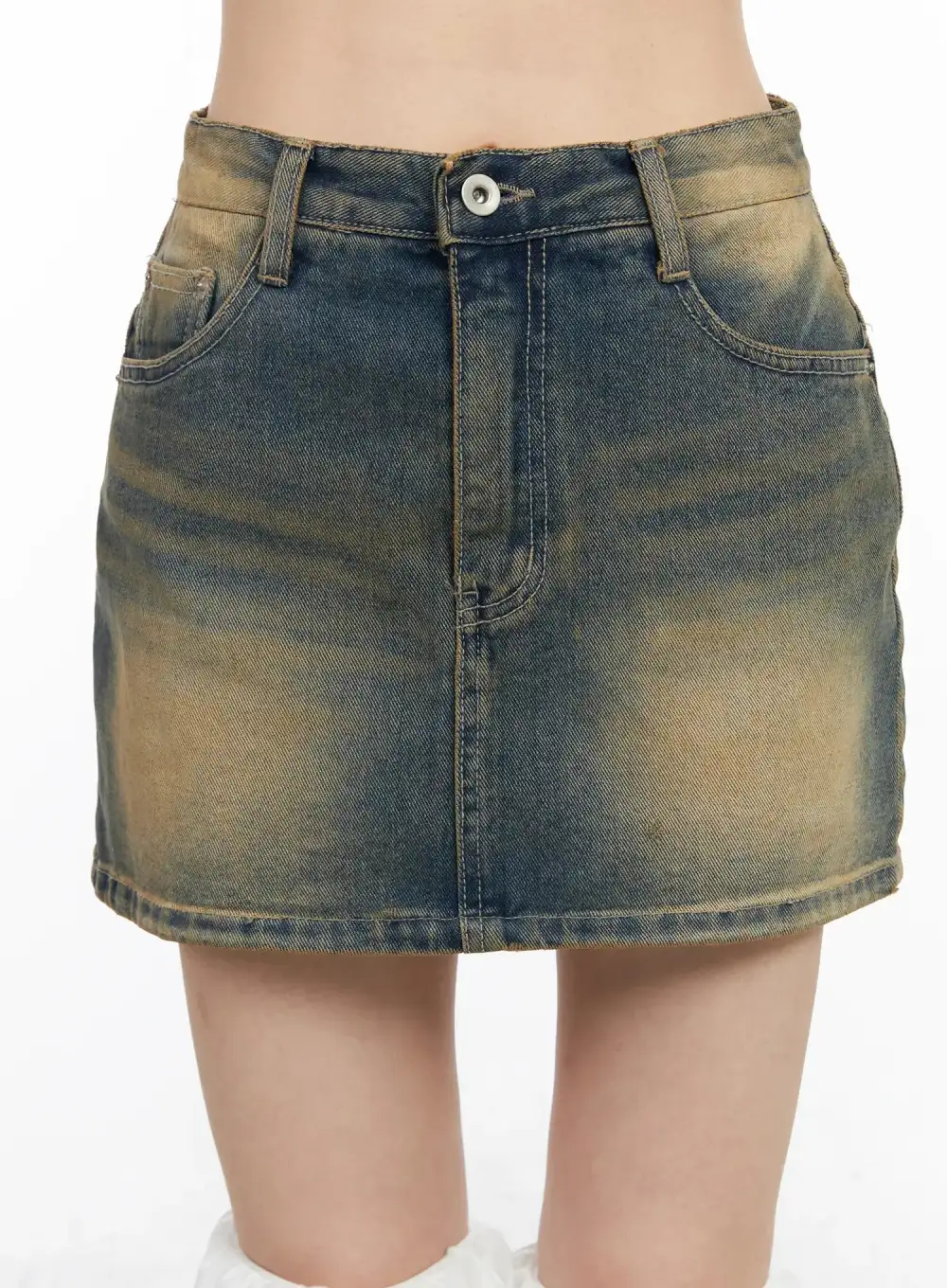 Vintage Wash Denim Mini Skirt
