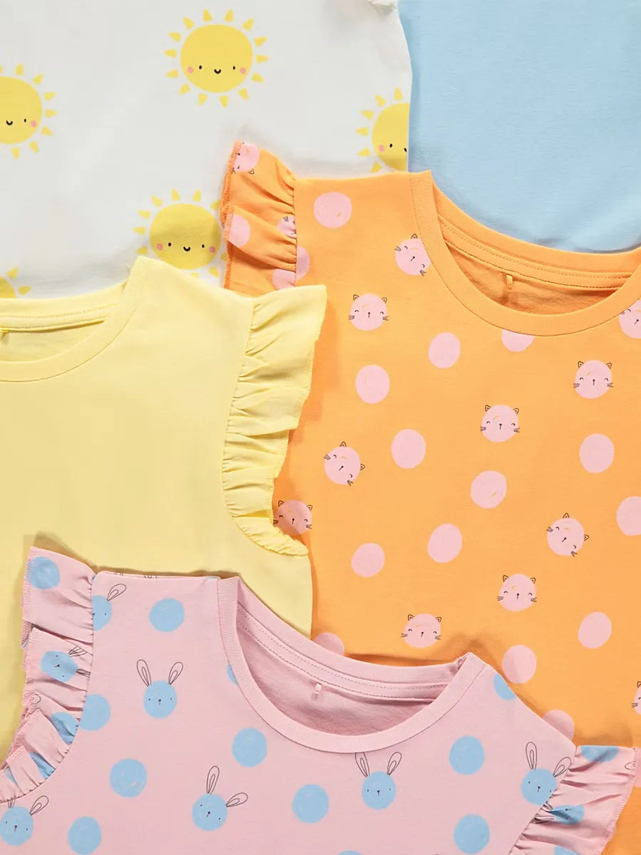Bright Sleeveless Frill Peplum Tops 5 Pack