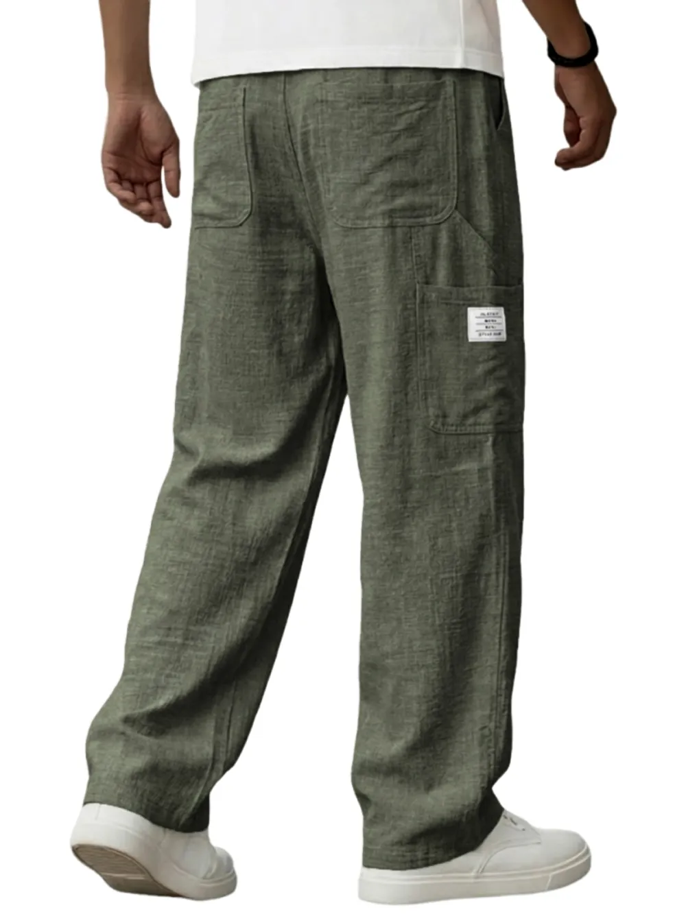 Linen Blend Utility Pocket Trousers