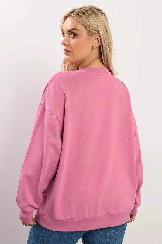 Pink 'Paris' Slogan Sweatshirt detail 3