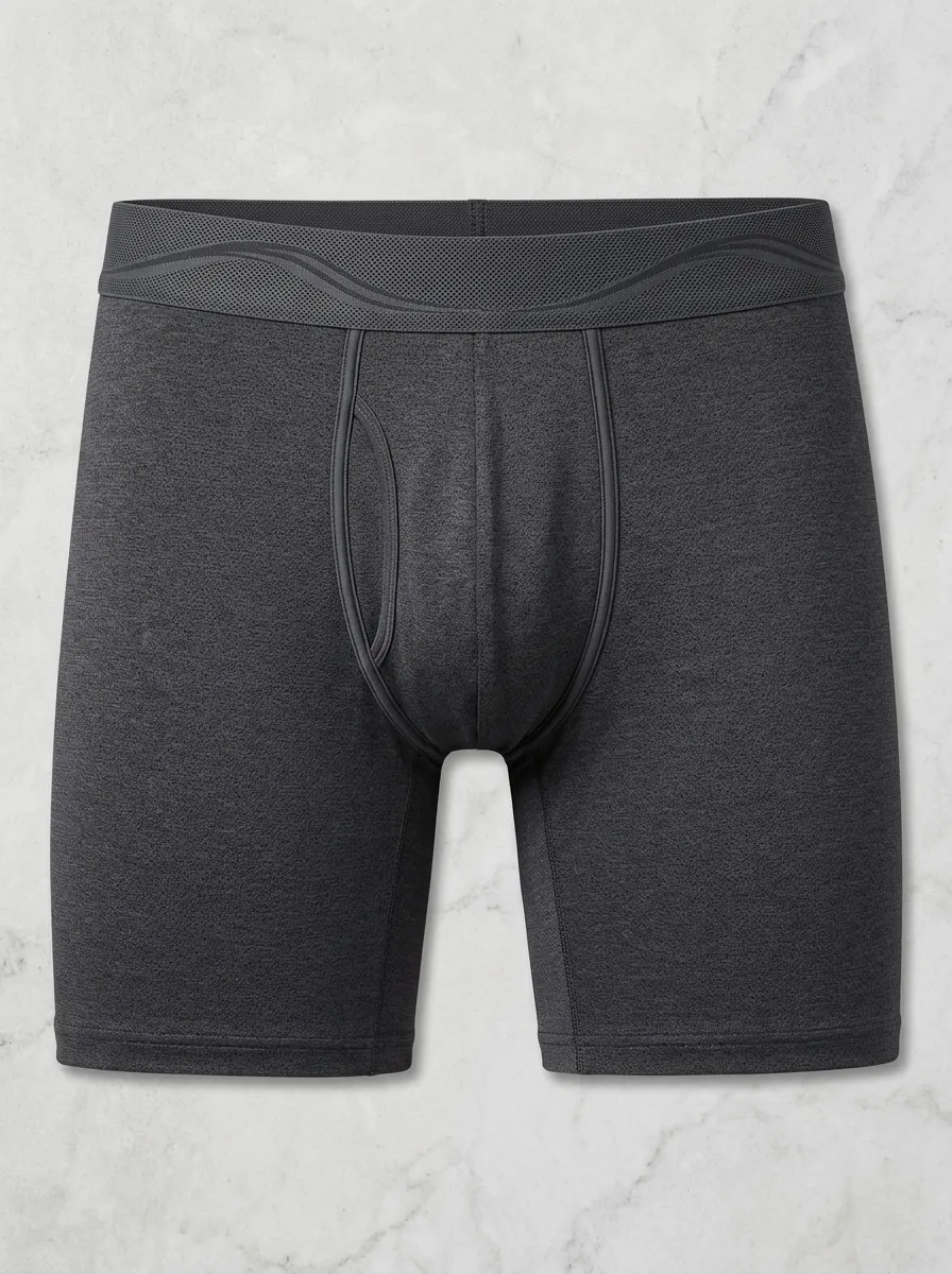 Men's Charcoal Grey Textured Structured Pouch Boxer Briefs
