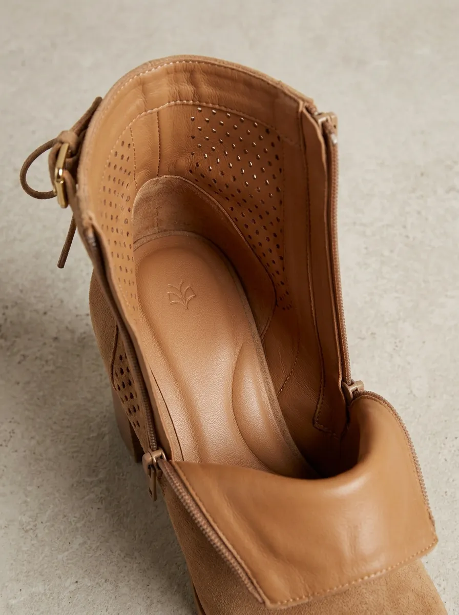Laser-Cut Women's Peep-Toe Ankle Boots