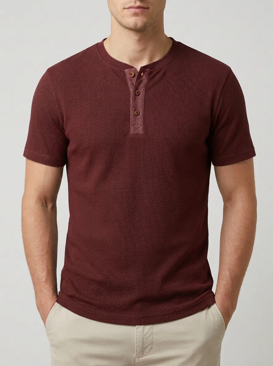 Modern Tailored Men's Short-Sleeve Henley Shirt