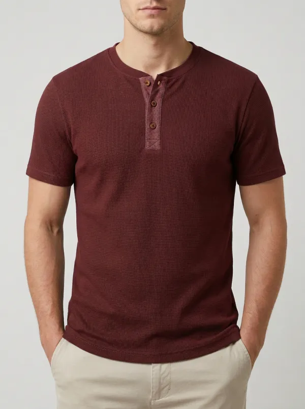 Modern Tailored Men's Short-Sleeve Henley Shirt