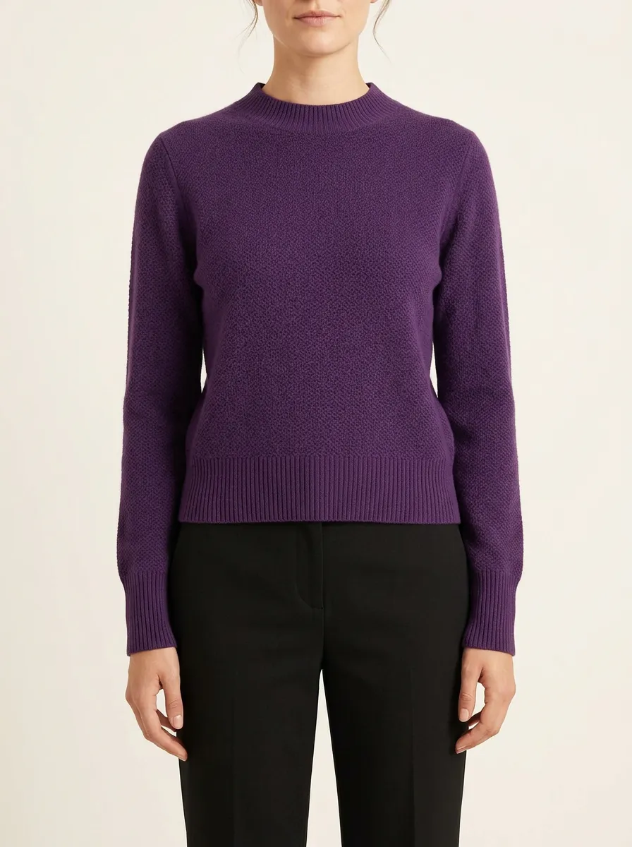 Women's Deep Mock Neck Textured Sweater