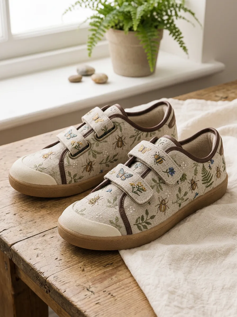 Women's Nature Lover Butterfly Beetle Floral Printed Canvas Shoes