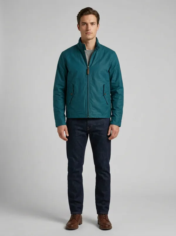 Men's Casual Outdoor Olive Green Waxed Cotton Jacket