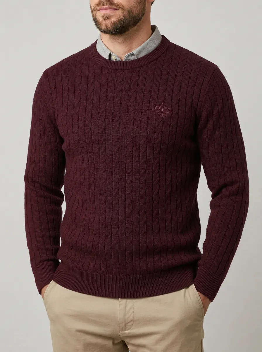 Men's Navy Mountain Adventure Embroidered Knit Sweater