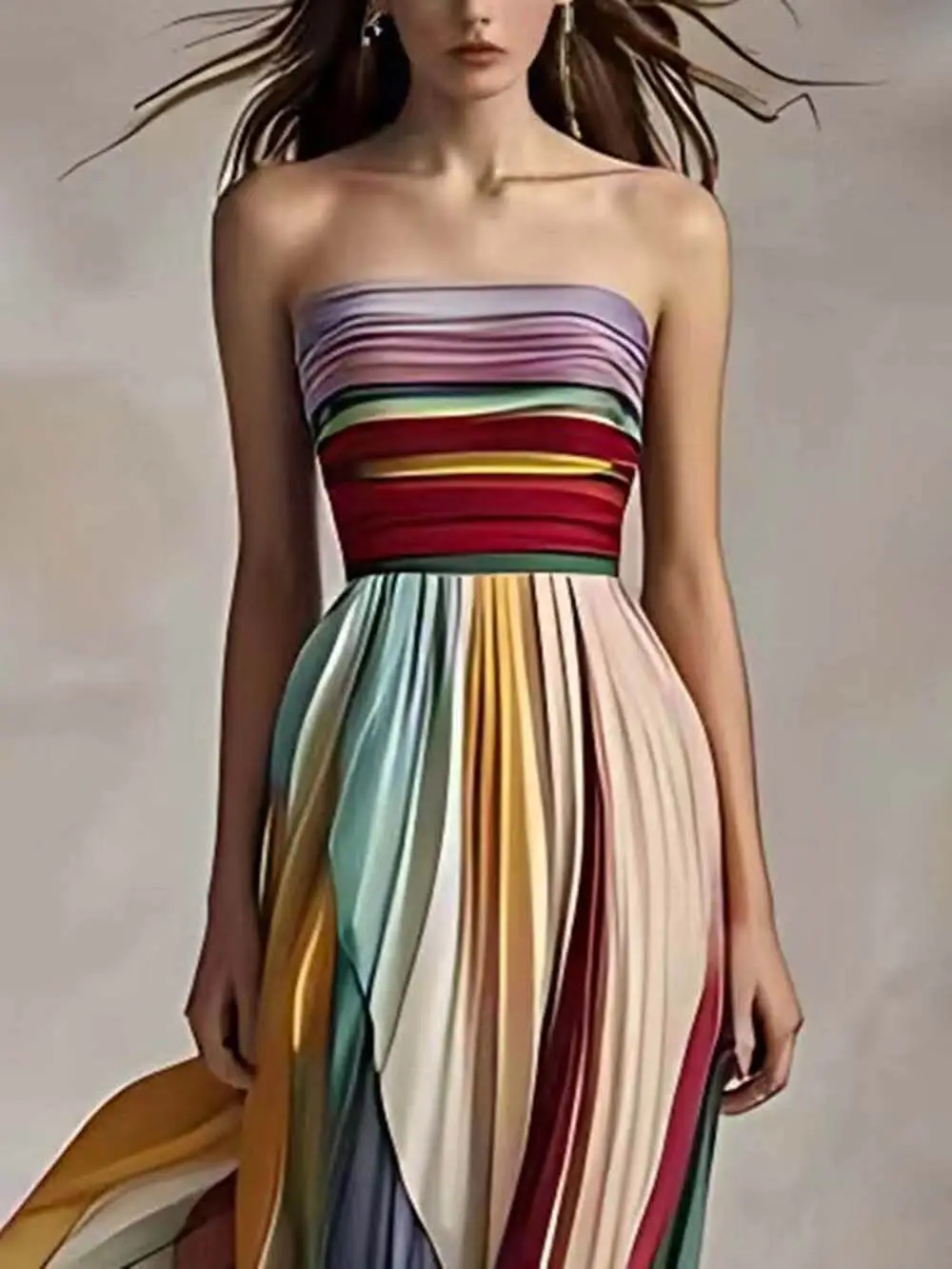 Stripe Print Off Shoulder Maxi Dress