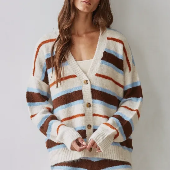 Striped Soft Knit Cardigan