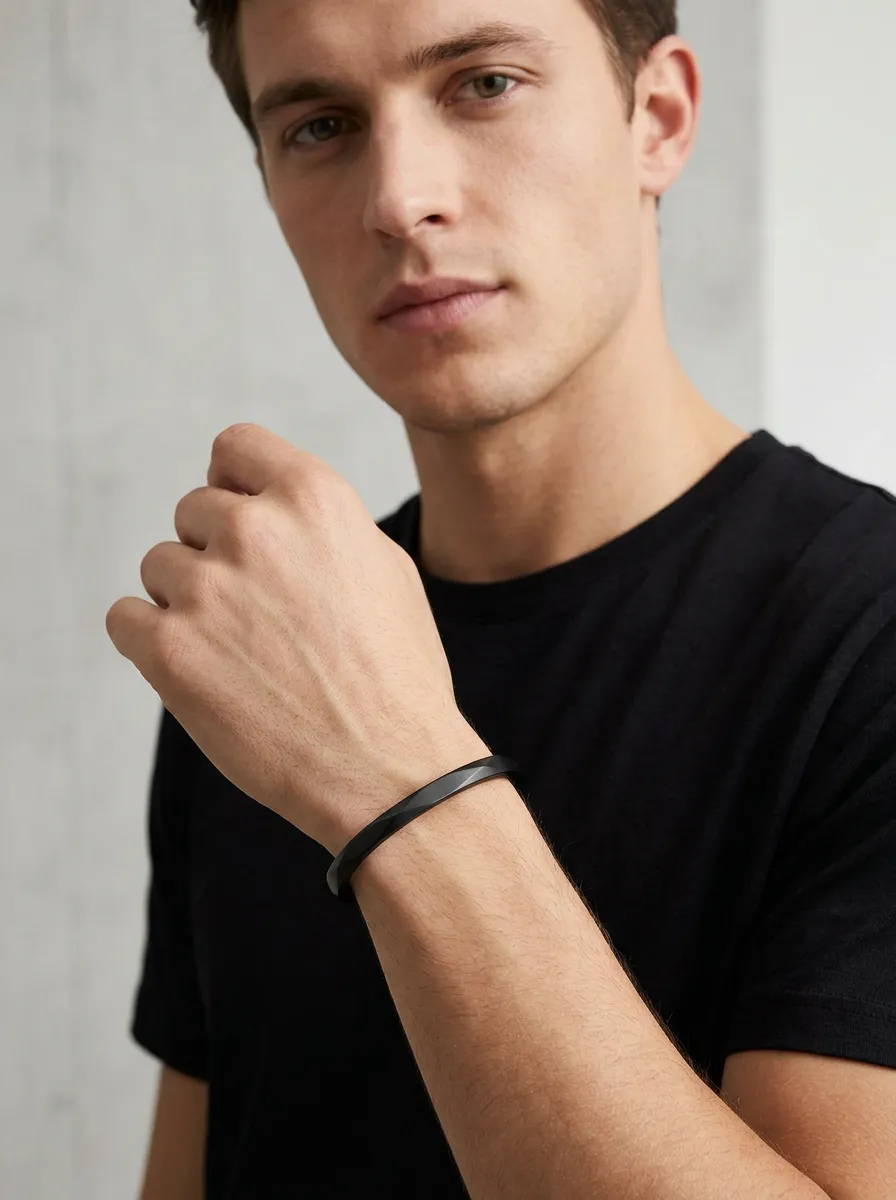 Men's Minimalist Geometric Matte Finish Cuff Bracelet