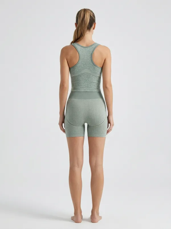 Dynamic Seamless Design Herringbone Pattern Fit Women's Tank Top And Sports Shorts Set