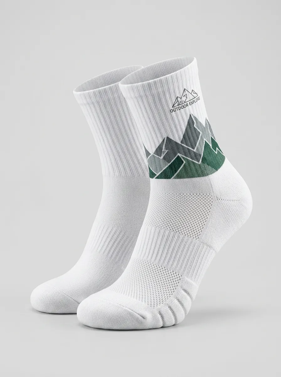 White Training Mountain Graphic Training Low-Cut Socks