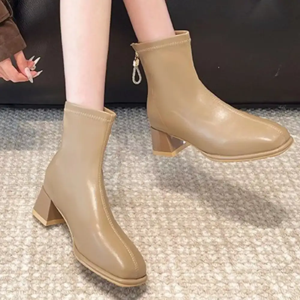 Everyday Square Toe Block Heels Boots