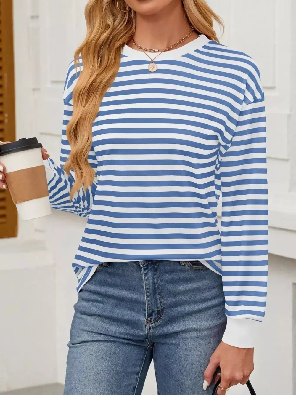 Striped Round Neck Long Sleeve T-Shirt