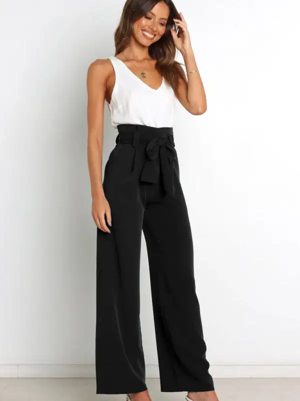 Trousers Versatile Wide Leg Belt
