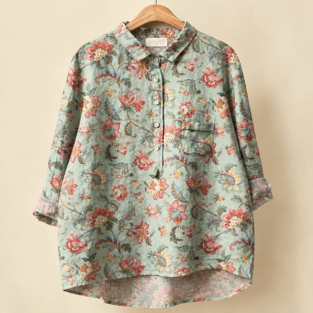 Relaxed Collared Floral Blouse