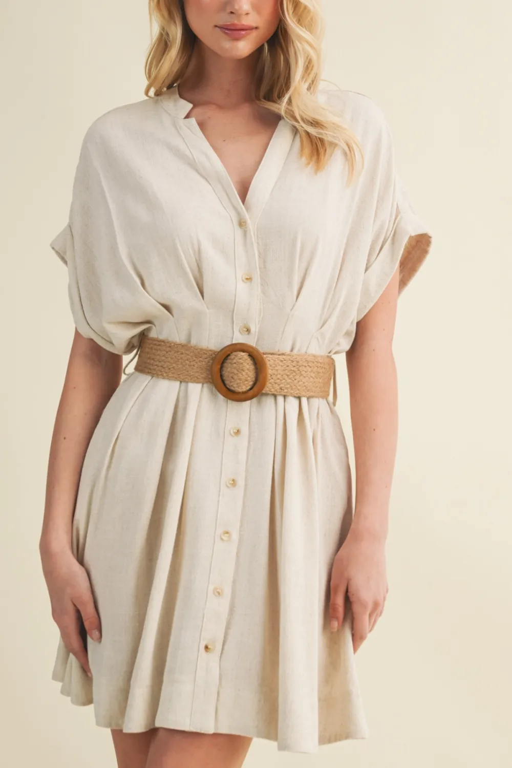 Belted Button Down Mini Dress