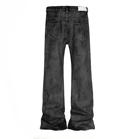 High-Street Dark Glitter Flared Denim