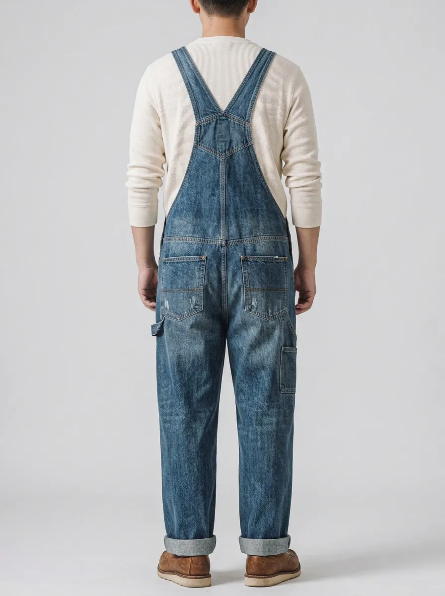 Men's Dungaree Vintage-Inspired Denim Bib Overalls