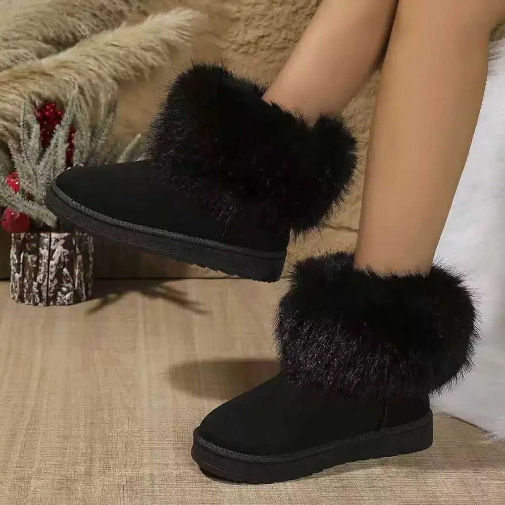 Fuzzy Trim Ankle Boots