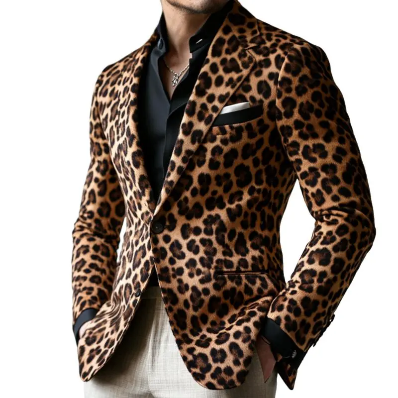 Structured Button Leopard Print Blazer