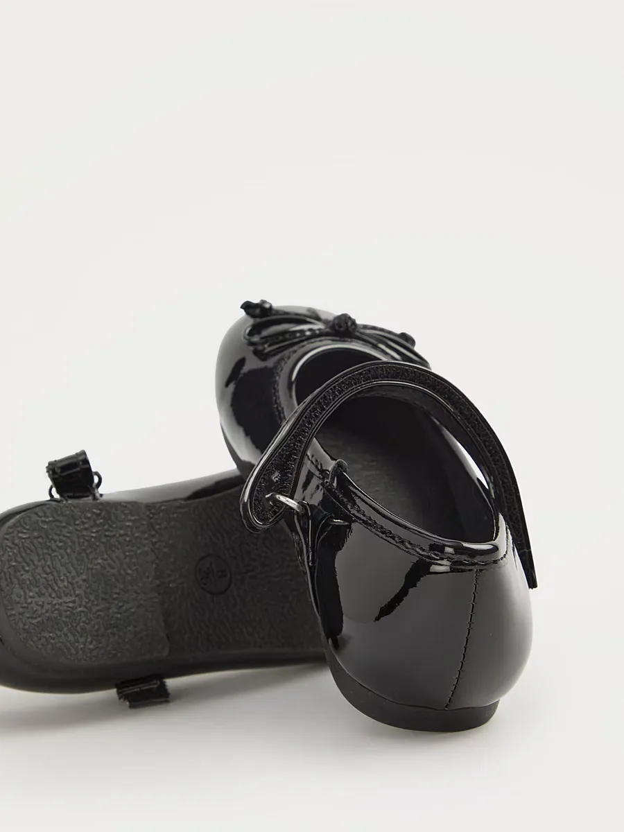 Black Patent Square Toe Ballet Shoes