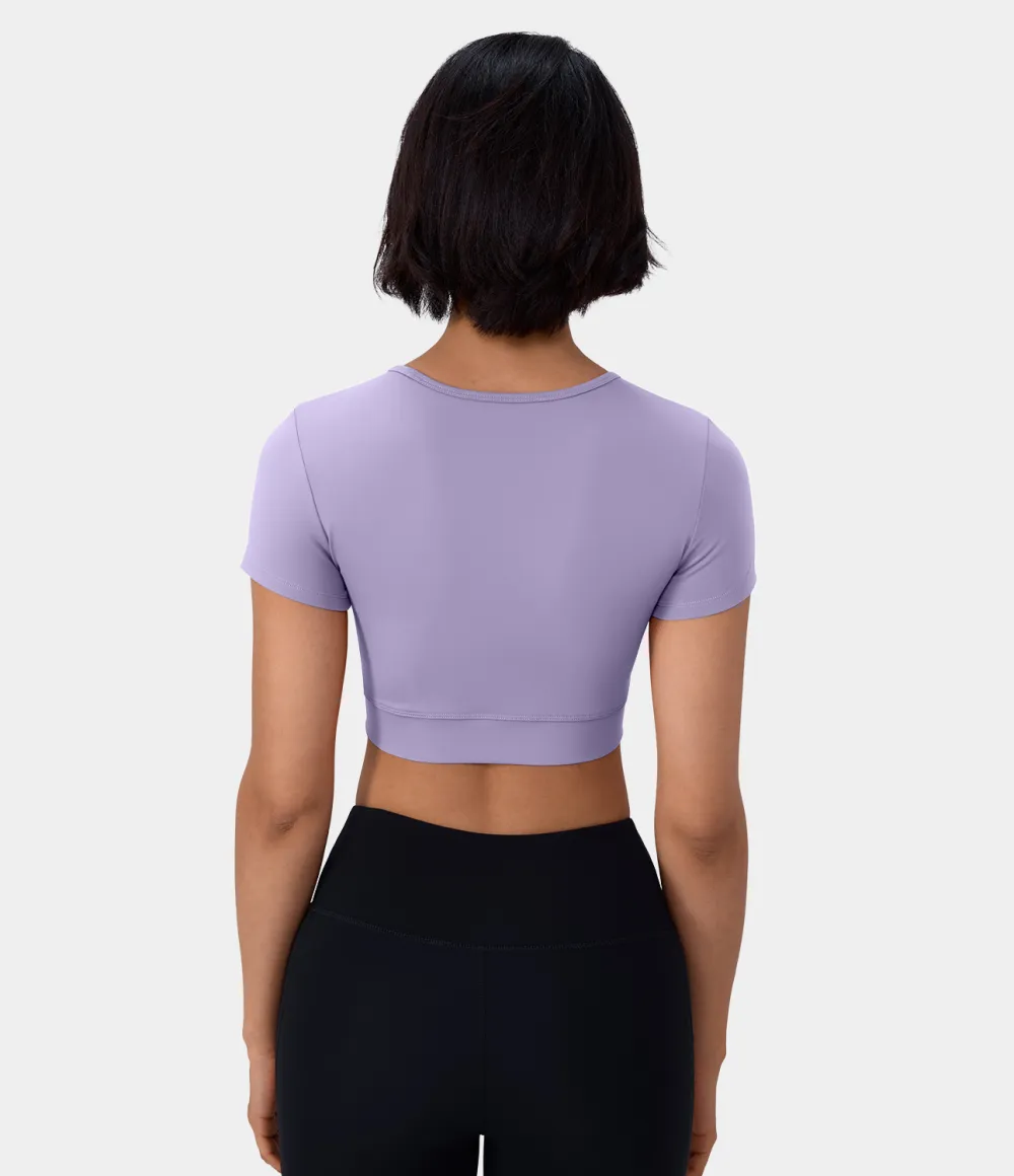 Softlyzero Plush Crossover Hem Cropped Sports Top