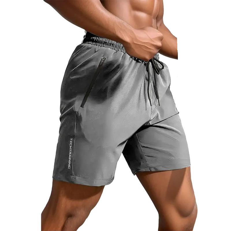 Men's New Trendy Letter Print Zipper Pocket Drawstring Waist Track Shorts