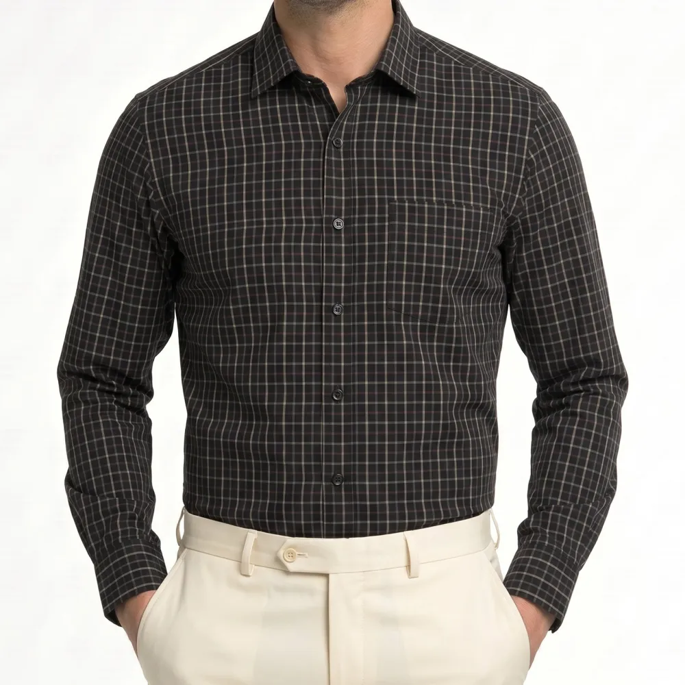 Men's Chambray Checked Formal Shirt