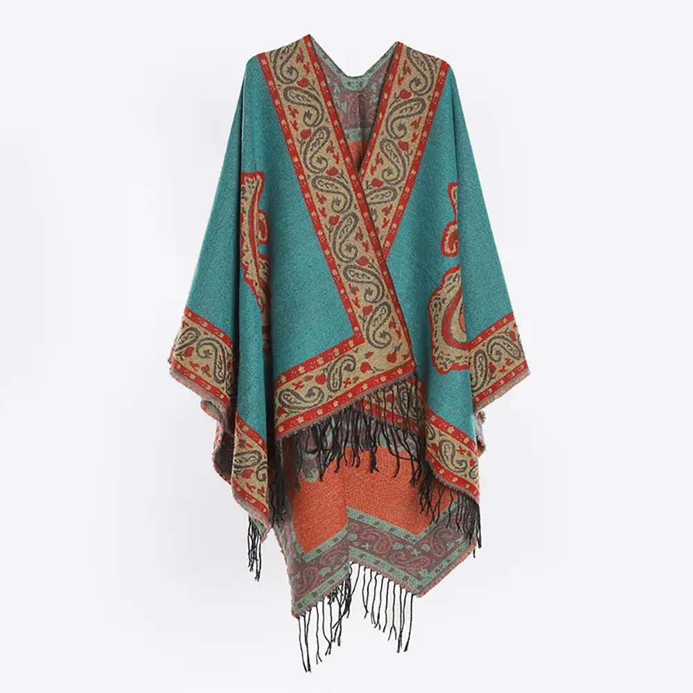 Jacquard Paisley Ruana Wrap