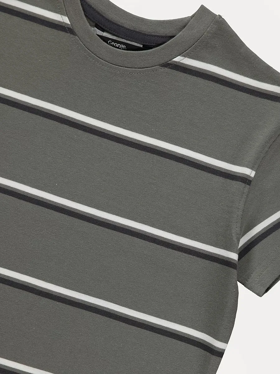 Khaki Striped Short Sleeve T-shirt