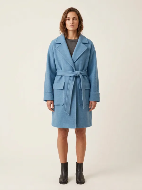 Rust Belted Wool Blend Coat