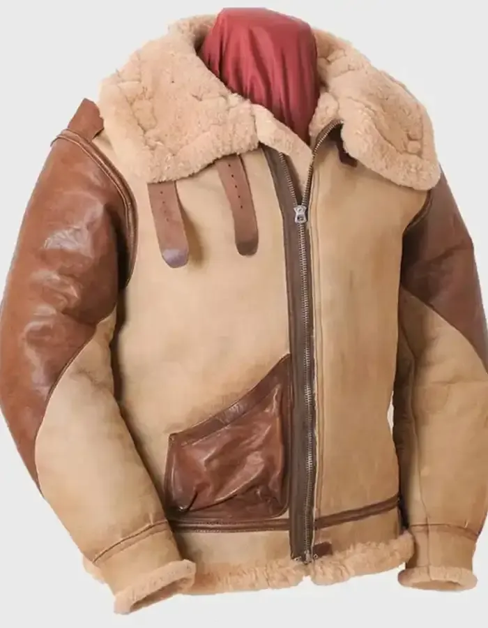 Classic Bomber Shearling Sheepskin Fur Collar Jacket