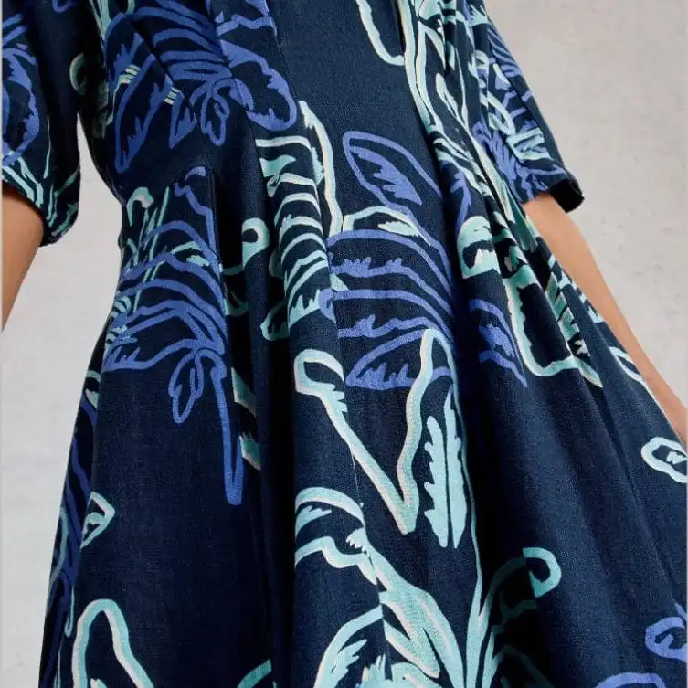 Classic Linen-Blend Women's Midi Dress