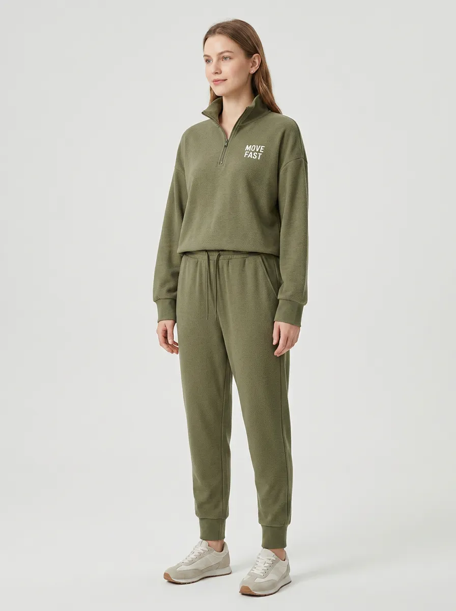Women's Activewear Move Fast Olive Printed Jogger Set