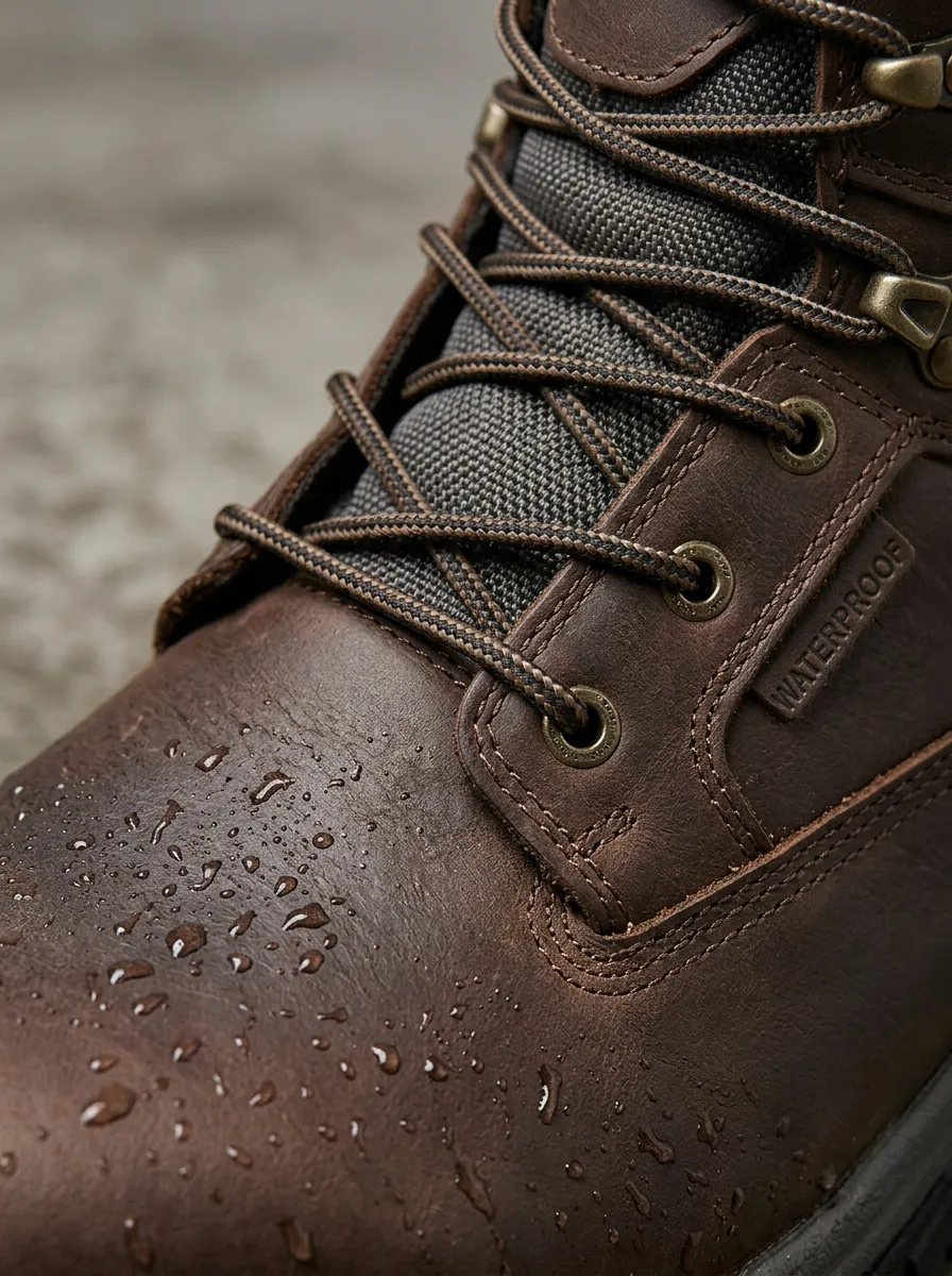 Men's Outdoor Waterproof Leather Brown Printed Work Boots